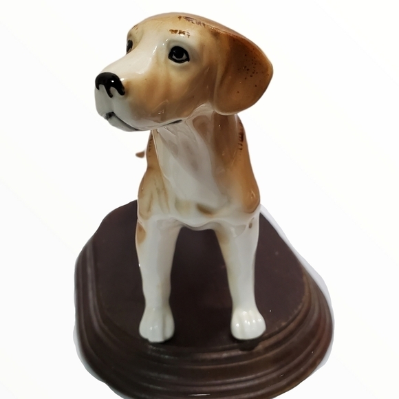 Vintage Ardalt Japan Lenwile fine China Large Great Dane figure with wood stand - Picture 6 of 9